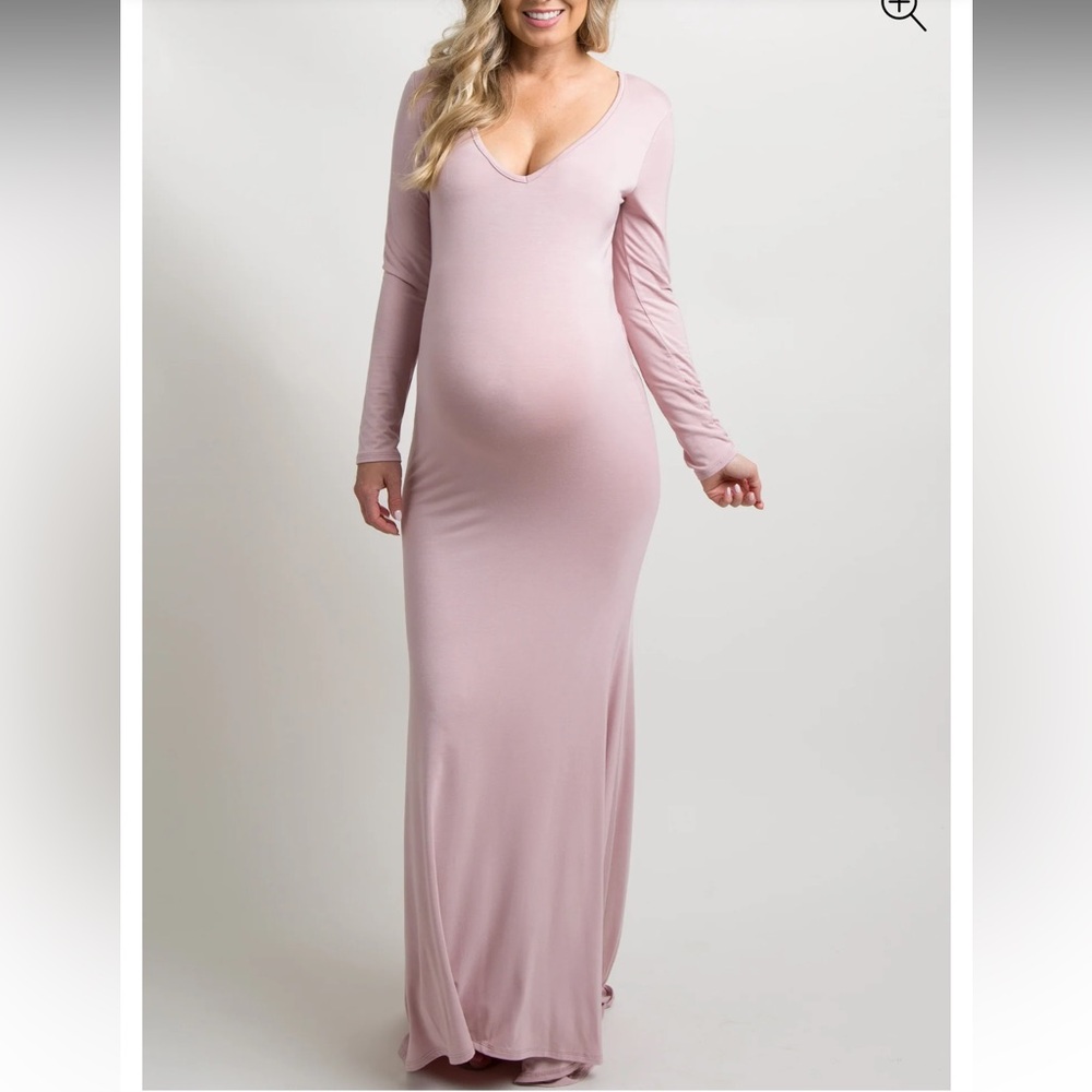 NWT PinkBlush Pink Long Sleeve Photoshoot Maternity Gown/Dress | Size: Large